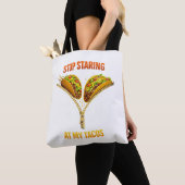 Grappige taco liefhebber stop met staren tote bag (Dichtbij)