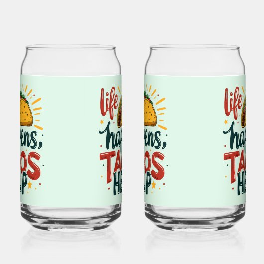 Grappige Taco Lover Fiesta Foodie Humor Art Blikvorm Glas (Links)