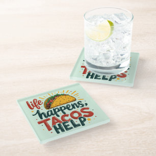 Grappige Taco Lover Fiesta Foodie Humor Art Glazen Onderzetter