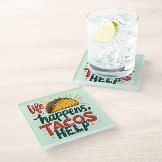 Grappige Taco Lover Fiesta Foodie Humor Art Glazen Onderzetter (Schuin)