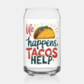 Grappige Taco Lover Fiesta Foodie Humor Art White Blikvorm Glas (Achterkant)