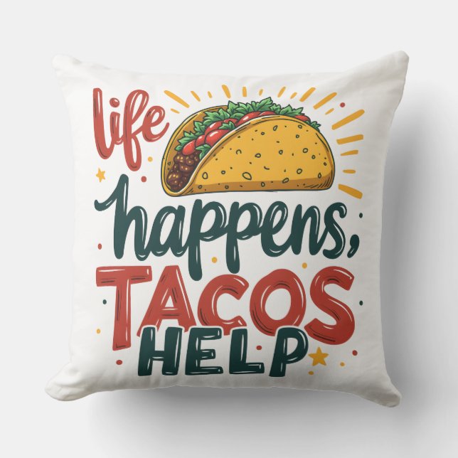 Grappige Taco Lover Fiesta Foodie Humor Art White Buitenkussen (Voorkant)