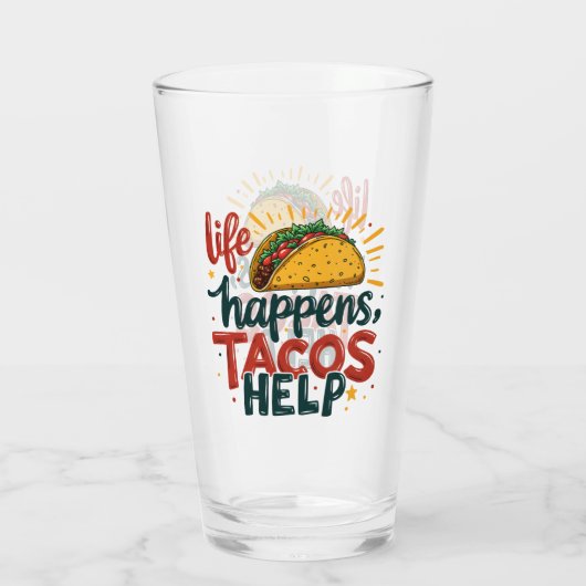Grappige Taco Lover Fiesta Foodie Humor Art White Glas (Achterkant)
