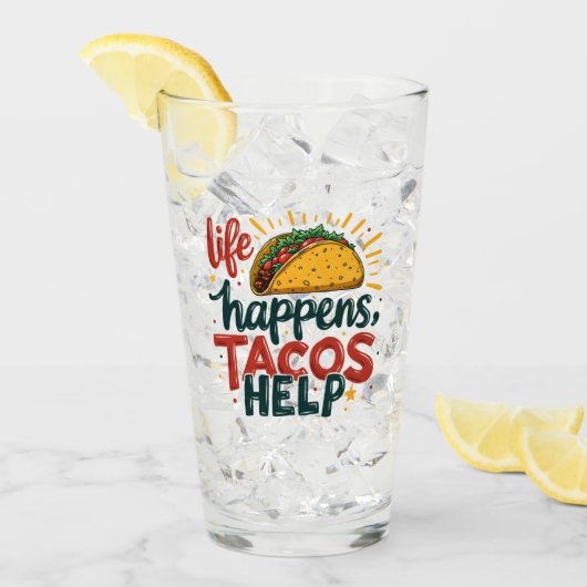Grappige Taco Lover Fiesta Foodie Humor Art White Glas (Voorkant ijs)