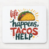 Grappige Taco Lover Fiesta Foodie Humor Art White Muismat (Voorkant)