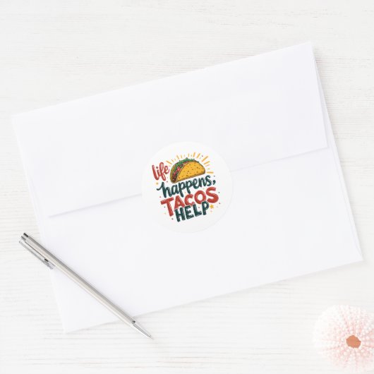 Grappige Taco Lover Fiesta Foodie Humor Art White Ronde Sticker (Envelop)