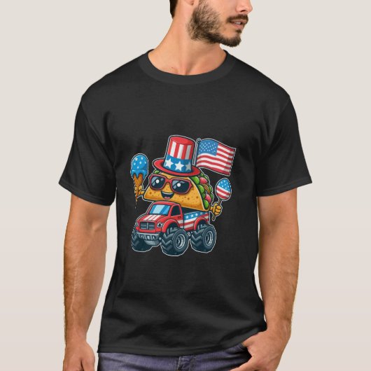 Grappige Taco Monster Truck met ijs 4e van T-shirt (Voorkant)