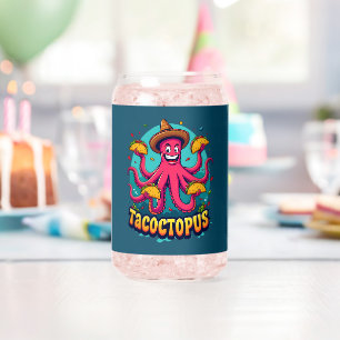 Grappige Taco Octopus Cartoon Food Pun Blikvorm Glas