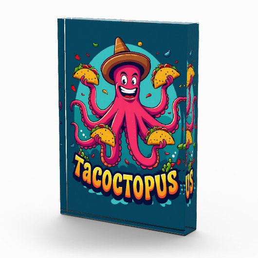 Grappige Taco Octopus Cartoon Food Pun Fotoblokken (Rechts)