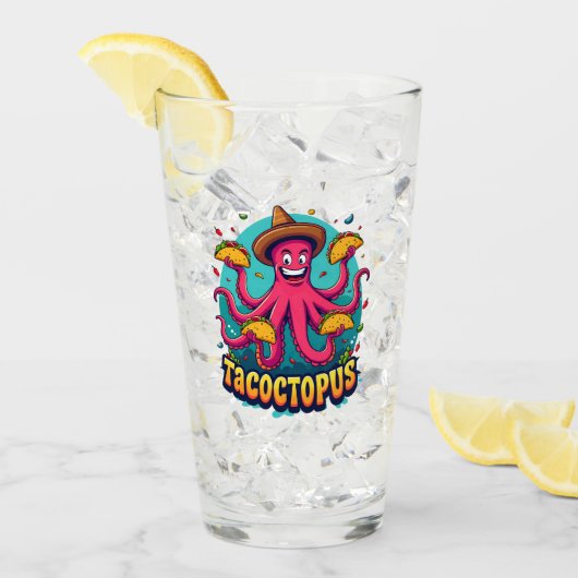 Grappige Taco Octopus Cartoon Food Pun Glas (Voorkant ijs)