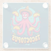 Grappige Taco Octopus Cartoon Food Pun Glazen Onderzetter (Achterkant)