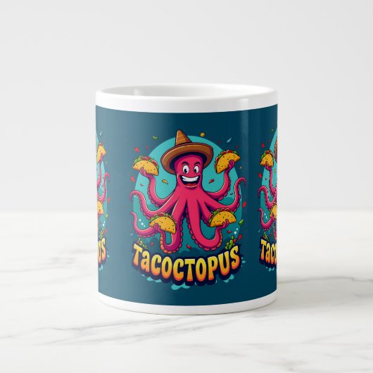 Grappige Taco Octopus Cartoon Food Pun Grote Koffiekop (Voorkant)