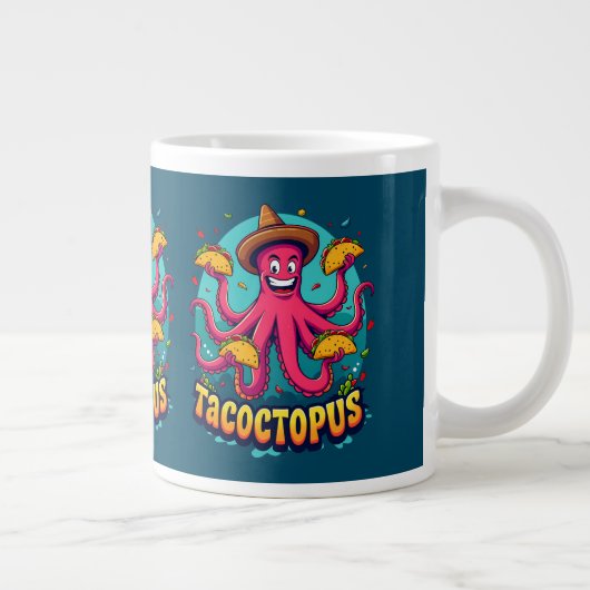 Grappige Taco Octopus Cartoon Food Pun Grote Koffiekop (Rechts)