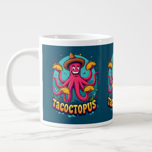 Grappige Taco Octopus Cartoon Food Pun Grote Koffiekop (Links)