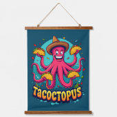 Grappige Taco Octopus Cartoon Food Pun Hangend Wandkleed (Voorkant)