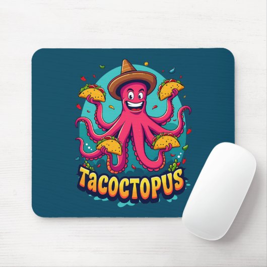 Grappige Taco Octopus Cartoon Food Pun Muismat (Met muis)
