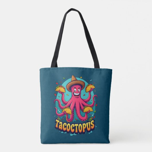 Grappige Taco Octopus Cartoon Food Pun Tote Bag (Achterkant)
