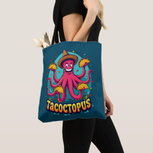 Grappige Taco Octopus Cartoon Food Pun Tote Bag