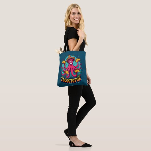 Grappige Taco Octopus Cartoon Food Pun Tote Bag (Op model)