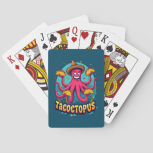 Grappige Taco Octopus Cartoon Voedsel Grappenmaker Pokerkaarten