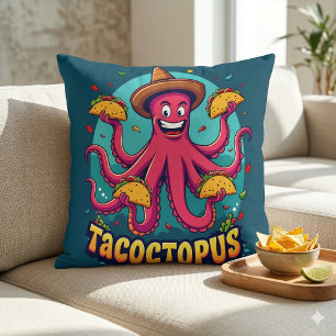 Grappige Taco Octopus Cartooneske Food Pun Kussen