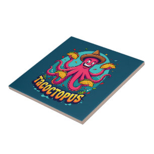 Grappige Taco Octopus Cartooneske Voedselgrap Tegeltje