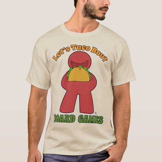 Grappige Taco Over Bordspellen Meeple Art T-shirt (Voorkant)
