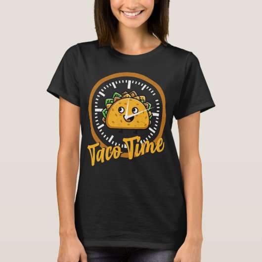 Grappige Taco Tijd Schattigee Klok Mexicaanse Food T-shirt (Voorkant)