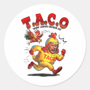 Grappige Taco Trump Kipt Altijd Shirt Mannen Wom Ronde Sticker