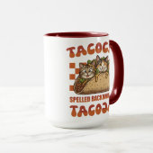 Grappige Tacocat Palindroom Retro Cinco De Mayo Mok (Voorkant rechts)