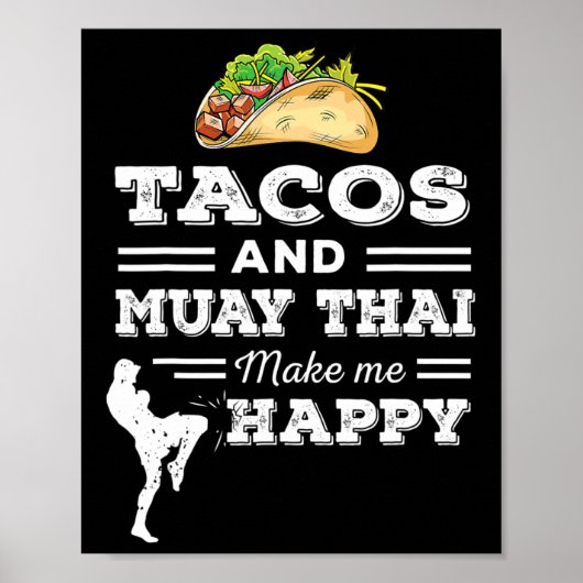 Grappige Tacos En Muay Thai Liefhebber Geschenk Ve Poster (Voorkant)