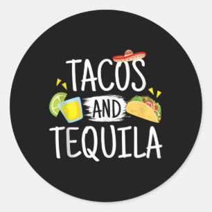 Grappige taco's en tequila Mexicaanse sombrero Tan Ronde Sticker