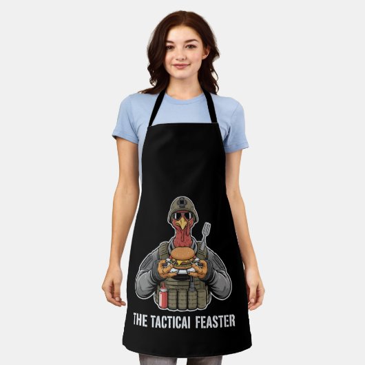 Grappige Tactische Feaster Kalkoen Soldaat Dankzeg Schort (Gedragen)