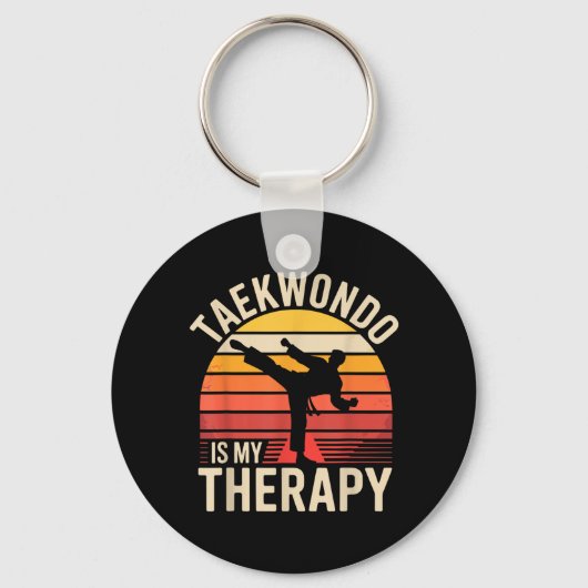 Grappige Taekwondo is Mijn Therapie Sleutelhanger (Voorkant)