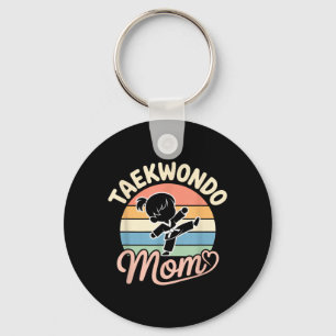 Grappige Taekwondo Moeder Retro Zonsondergang Scha Sleutelhanger