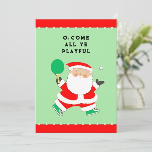 Grappige Tafeltennis Kerstmis Feestdagenkaart (Staand voorkant)