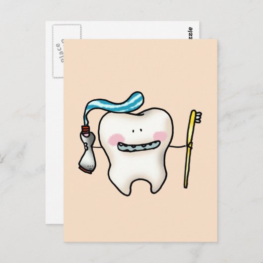 grappige tand-cartoon briefkaart (Voorkant / Achterkant)