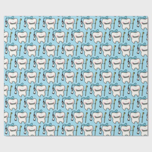 grappige tand-cartoon cadeaupapier (Vlak)