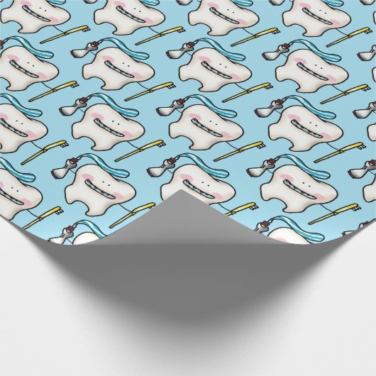grappige tand-cartoon cadeaupapier (Hoek)