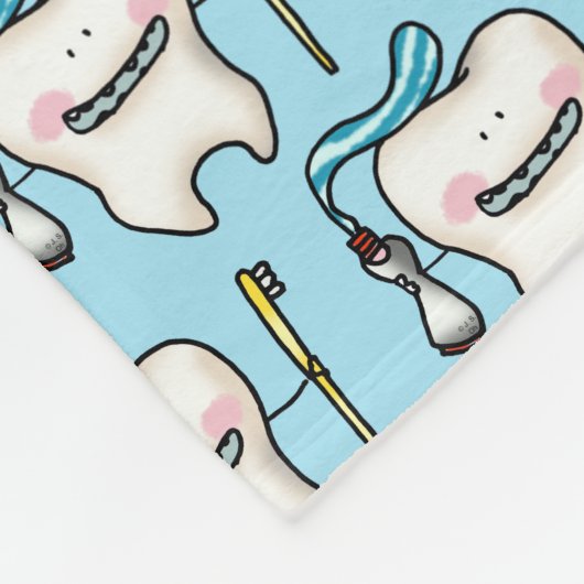 grappige tand-cartoon fleece deken (Hoek)