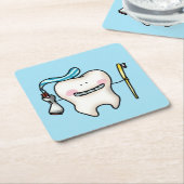 grappige tand-cartoon kartonnen onderzetters (Schuin)