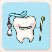 grappige tand-cartoon kartonnen onderzetters (Voorkant)