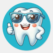 Grappige tand ronde sticker (Voorkant)