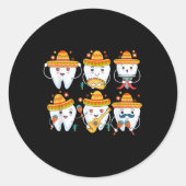 Grappige Tandarts Cinco de Mayo Tanden Mexicaanse Ronde Sticker (Voorkant)