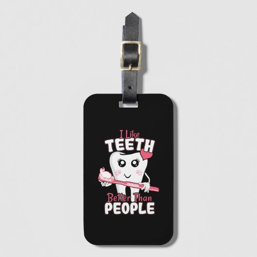 Grappige Tandarts - Houd meer van Tanden dan van M Bagagelabel (Voorkant (verticaal))