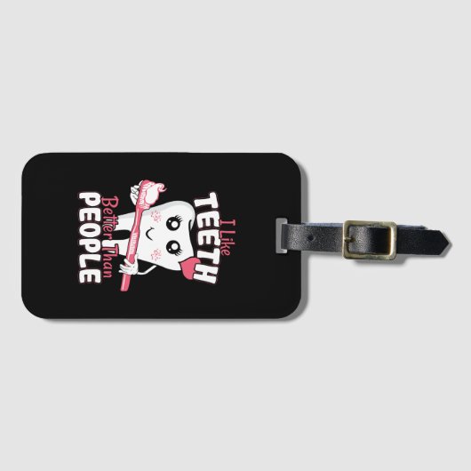 Grappige Tandarts - Houd meer van Tanden dan van M Bagagelabel (Voorkant (horizontaal))