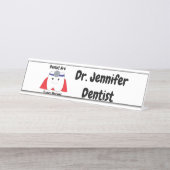 Grappige Tandarts Super Hero Personaliseren Bureau Naambordje (Voorkant)