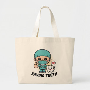 GRAPPIGE TANDARTS : TANDEN REDDEN Boodschappentas Grote Tote Bag