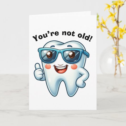 Grappige tandarts verjaardag kaart (Gele Bloem)