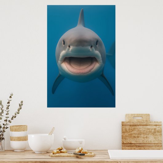 Grappige tandeloze grote witte haai muur kunst poster (Keuken)